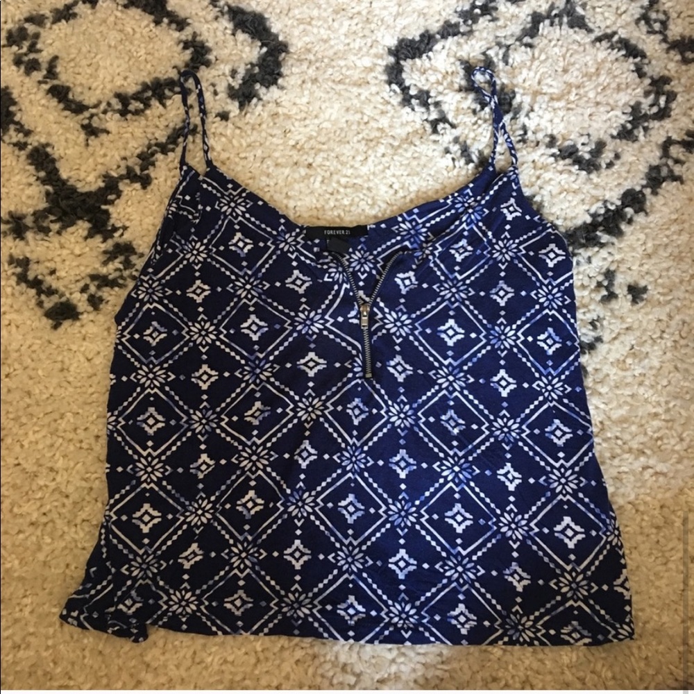 F21 Blue Zip Top